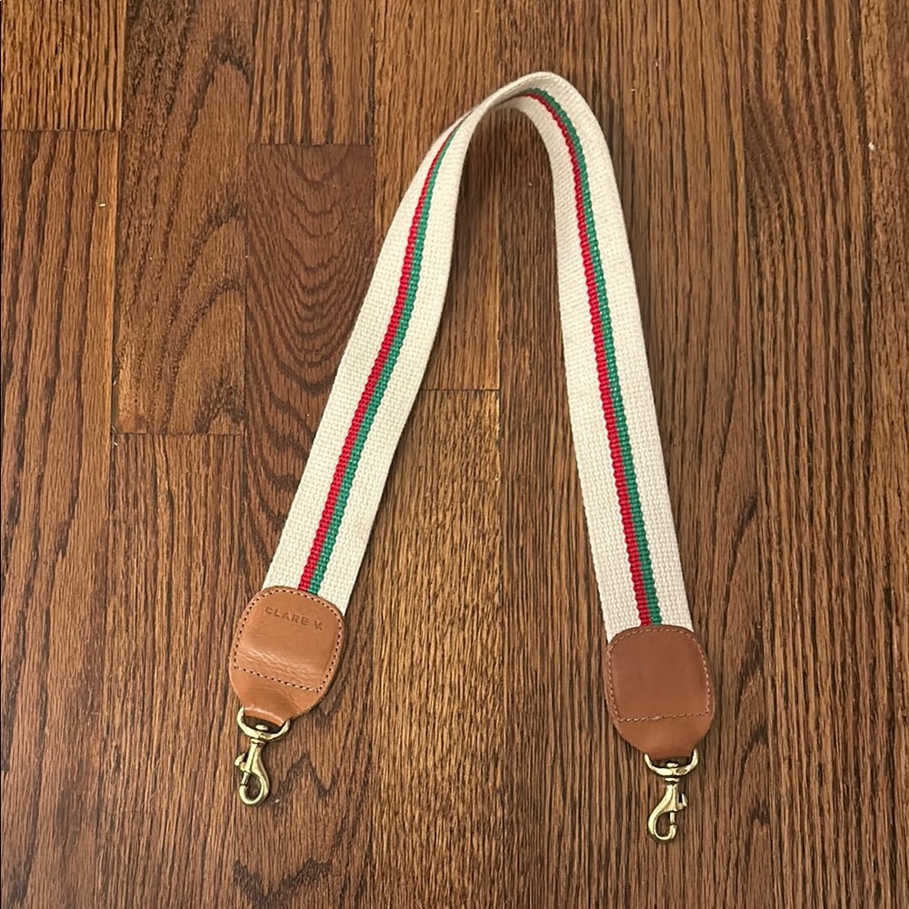 Clare V. Bag Strap Cream with Red and Green Stripe